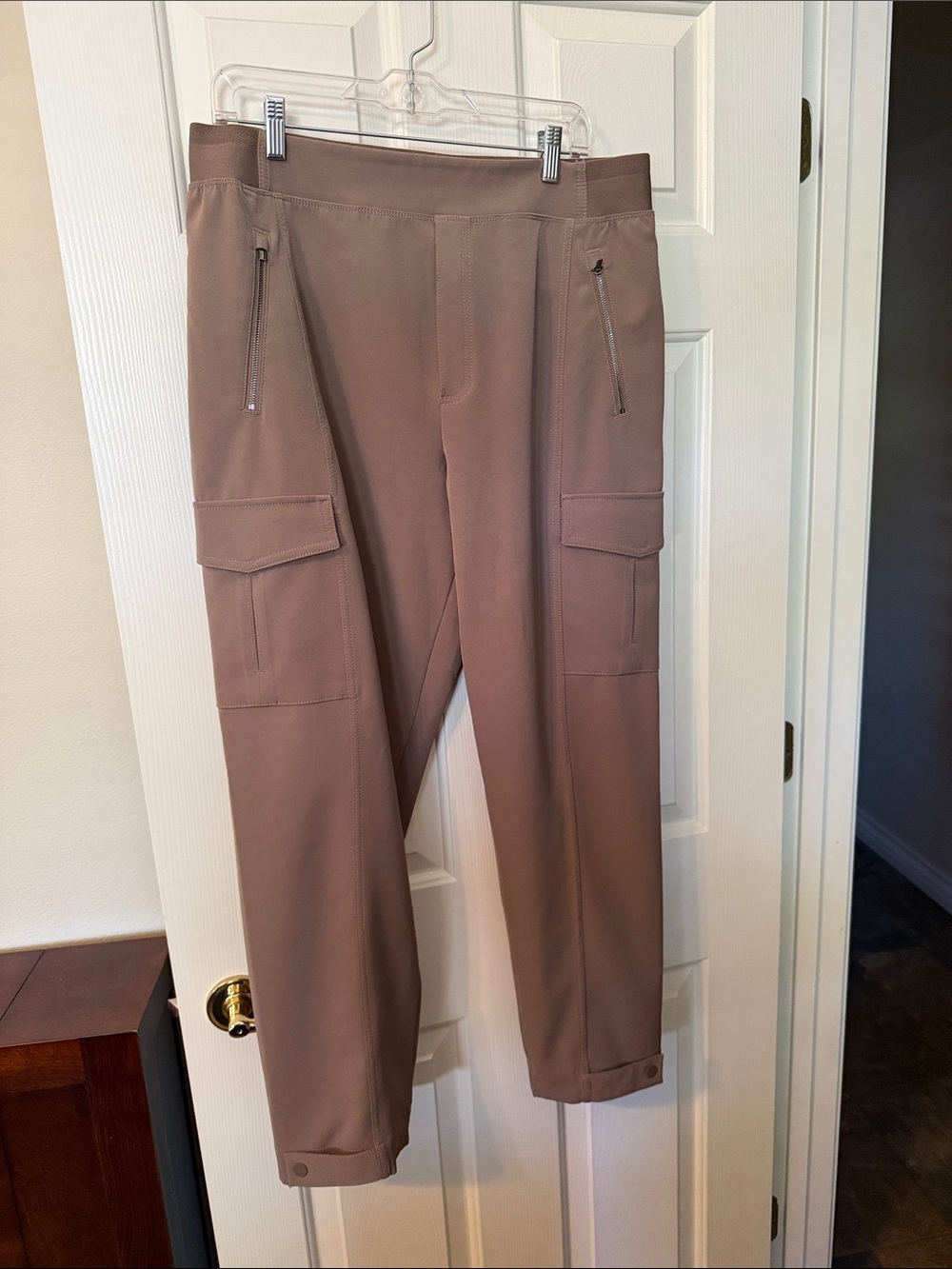 Athleta Cargo-Style Stretch Pants in Taupe